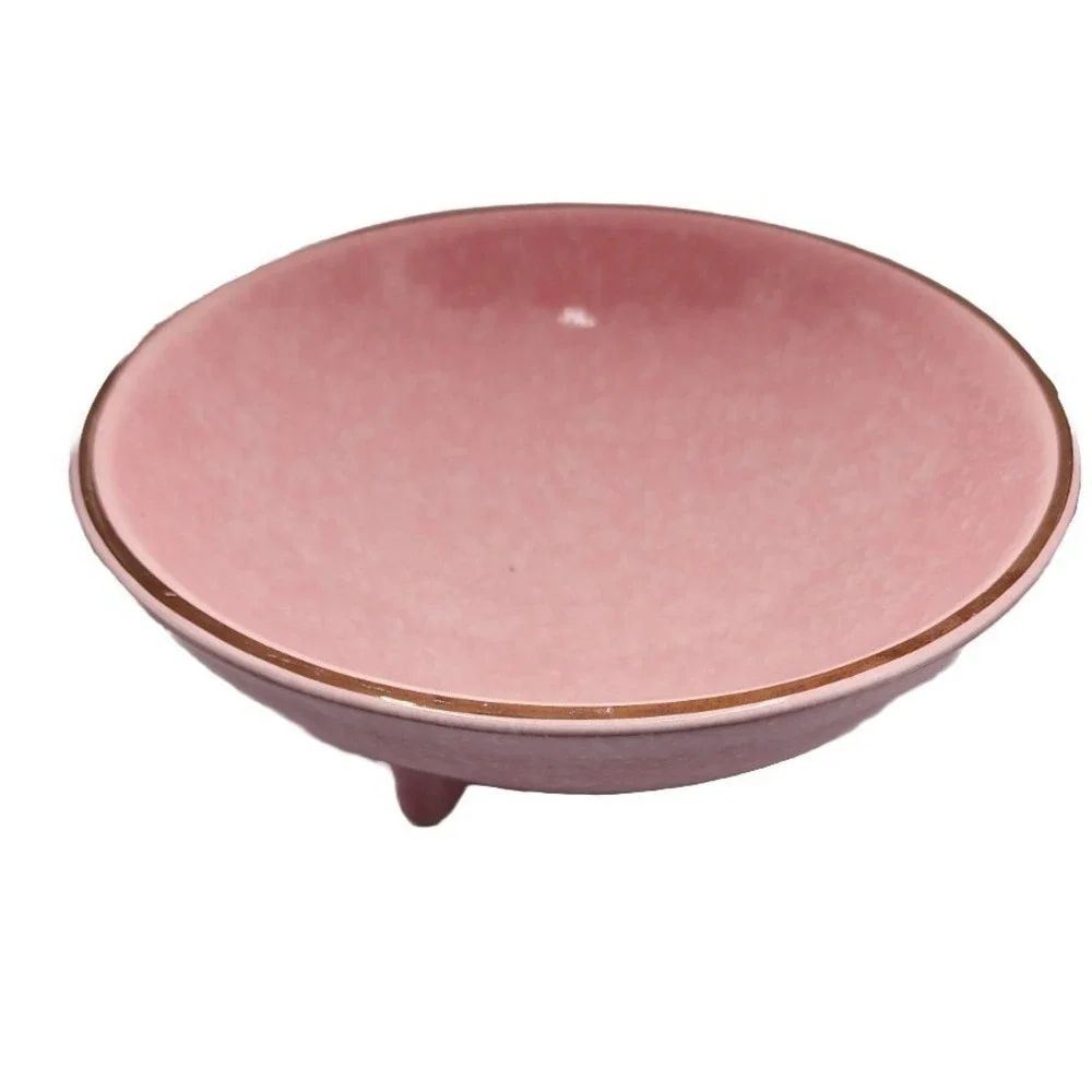 Kenwood Vintage Pink MCM Retro 964 Drip Speckled Footed Oven Proof Bowl USA 8.75